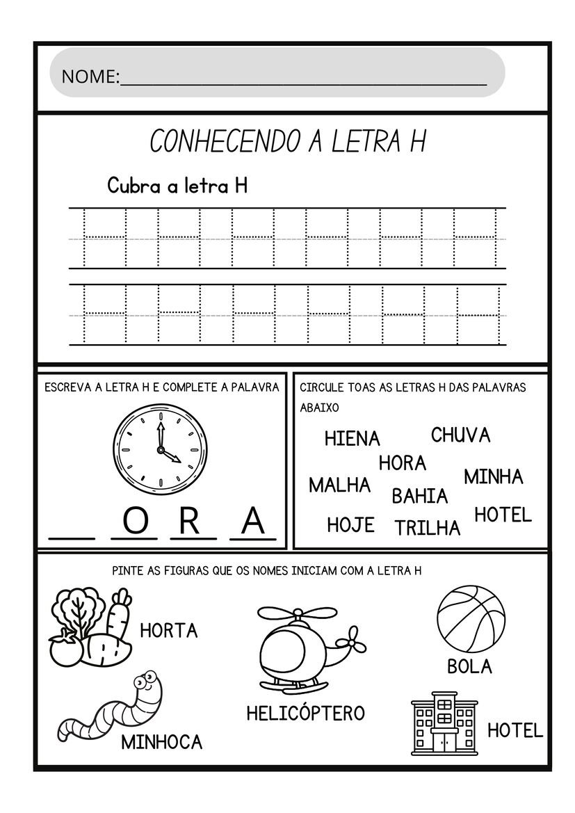 Atividades letra H para imprimir educação infantil página 6